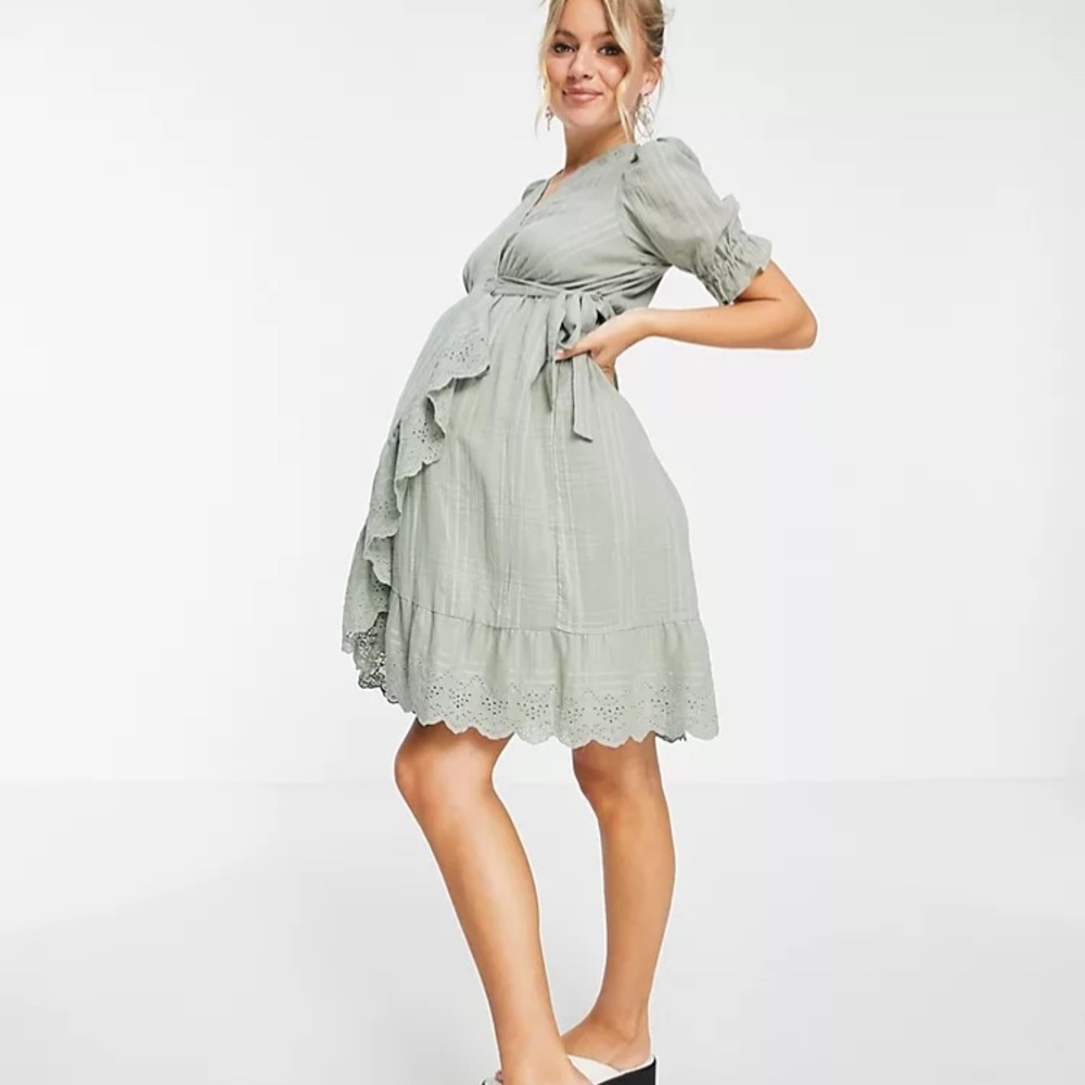 ASOS maternity Sage puff sleeved dress size 14